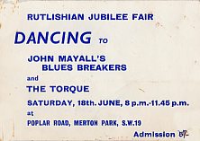 Ticket for John Mayall & support band The TORQUE